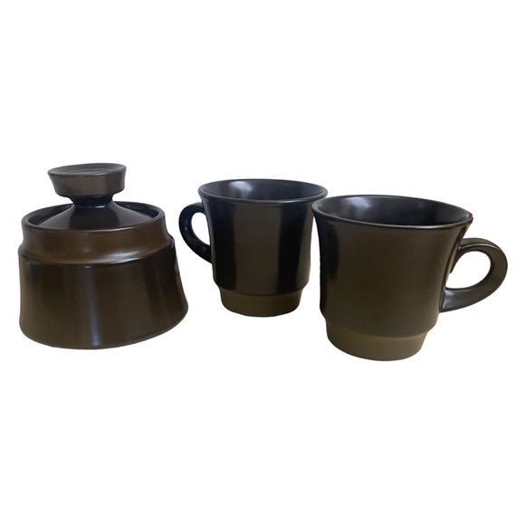 VTG Noritake Campobello Lidded Sugar Bowl & Two Coffee Tea Cups Mugs Stoneware - Picture 3 of 16